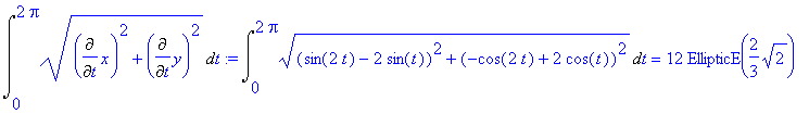 Int(sqrt(Diff(x,t)^2+Diff(y,t)^2),t = 0 .. 2*Pi) :=...